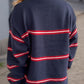 Contrast Stripes Round Neck Long Sleeve Sweater