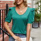 Round Neck Ruffle Trim Short Sleeve T-Shirt
