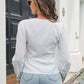 Contrast V-Neck Puff Sleeve Blouse