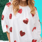 Valentine’s Day Sequin Heart Round Neck Half Sleeve Top