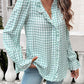 Frill Ruffled Plaid Long Sleeve Shirt