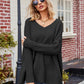 Slit V-Neck Dropped Shoulder Sweater