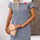 Striped Round Neck Short Sleeve Mini Dress