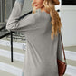 Slit V-Neck Long Sleeve T-Shirt