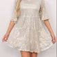 Sequin Round Neck Half Sleeve Mini Dress