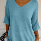 V-Neck Three-Quarter Sleeve Knit Top