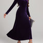 V-Neck Long Sleeve Velvet Dress