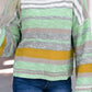 Contrast Striped Boat Neck Dropped Shoulder Sweater