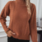 Cable-Knit Mock Neck Long Sleeve Sweater