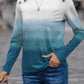 Decorative Button Contrast Round Neck Long Sleeve T-Shirt