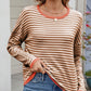 Striped Contrast Round Neck Long Sleeve Sweater