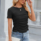 Eyelet Ruched Round Neck Short Sleeve T-Shirt