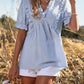 Frill V-Neck Short Sleeve Blouse