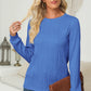 Textured Round Neck Long Sleeve Blouse