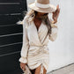 Drawstring Long Sleeve Mini Dress