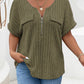 Plus Size Half Zip Short Sleeve T-Shirt