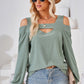 Cutout Square Neck Cold Shoulder T-Shirt