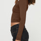 Scoop Neck Long Sleeve Cropped T-Shirt