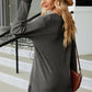 Slit V-Neck Long Sleeve T-Shirt