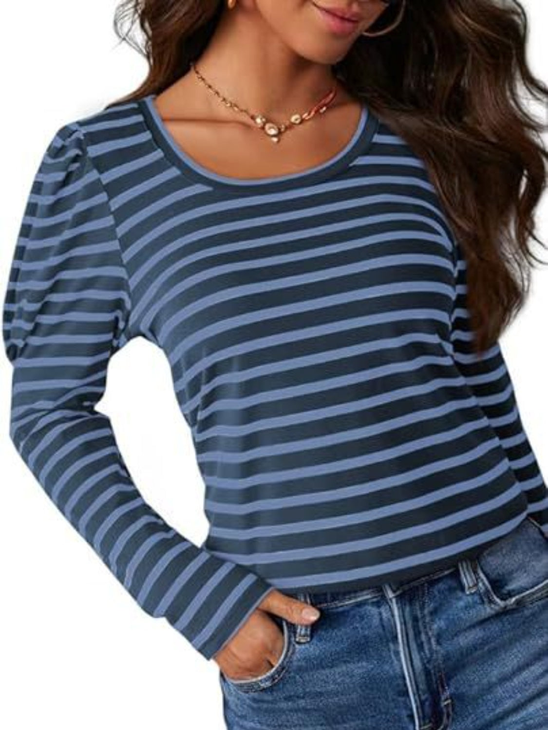 Striped Round Neck Long Sleeve T-Shirt