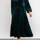 V-Neck Long Sleeve Midi Velvet Dress