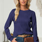 Textured Round Neck Long Sleeve Blouse