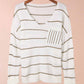 Striped V-Neck Drop Shoulder Sweater