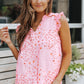 Floral Tie Neck Ruffled Sleeveless Top