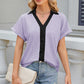 Eyelet Johnny Collar Short Sleeve T-Shirt