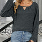 Cutout Round Neck Long Sleeve T-Shirt