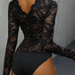 Lace Plunge Long Sleeve Bodysuit