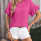 Ruffled Round Neck Short Sleeve Top