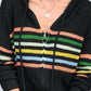 Striped Zip Up Hooded Sweater Cardigan