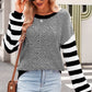 Striped Round Neck Dropped Shoulder Sweater