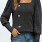 Decorative Button Square Neck Top