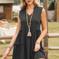Frill Notched Sleeveless Mini Dress