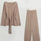 V-Neck Long Sleeve Top and Drawstring Pants Sweater Set