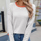 Striped Contrast Round Neck Long Sleeve Sweater