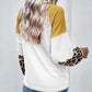 Twisted Color Block Round Neck Long Sleeve T-Shirt