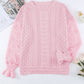 Openwork Round Neck Long Sleeve Sweater