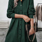 Ruched Button Up Long Sleeve Dress