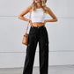 Drawstring Mid-Rise Waist Straight Cargo Jeans