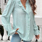 Frill Ruffled Plaid Long Sleeve Shirt