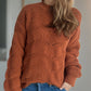 Openwork Round Neck Dropped Shoulder Sweater