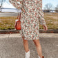 Floral Round Neck Long Sleeve Dress