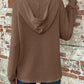 Waffle Knit Long Sleeve Drawstring Hooded Top