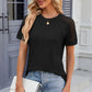 Openwork Round Neck Short Sleeve T-Shirt