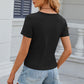 Eyelet Ruched Round Neck Short Sleeve T-Shirt