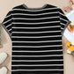 Striped Round Neck Cap Sleeve Knit Top