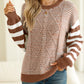 Striped Round Neck Dropped Shoulder Sweater